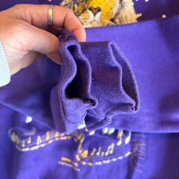 vtg 80s Jesus Messiah purple crewneck sweatshirt size L puff paint double sided - Picture 7 of 14